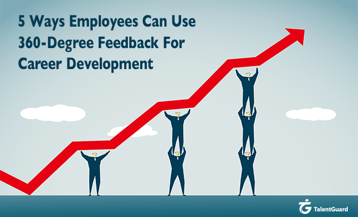 Employees standing on each other to create an upward trending success arrow